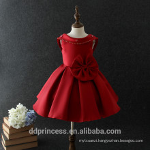 High quality red stain off-shoulder baby girl elegant evening princess dresses for party